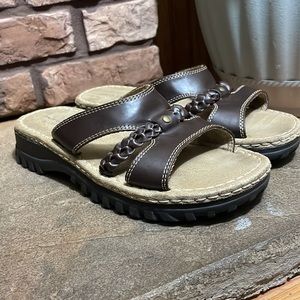 Lower East Side 90s Y2K Chunky Platform Lugged Sole Sandals Brown Sz 10